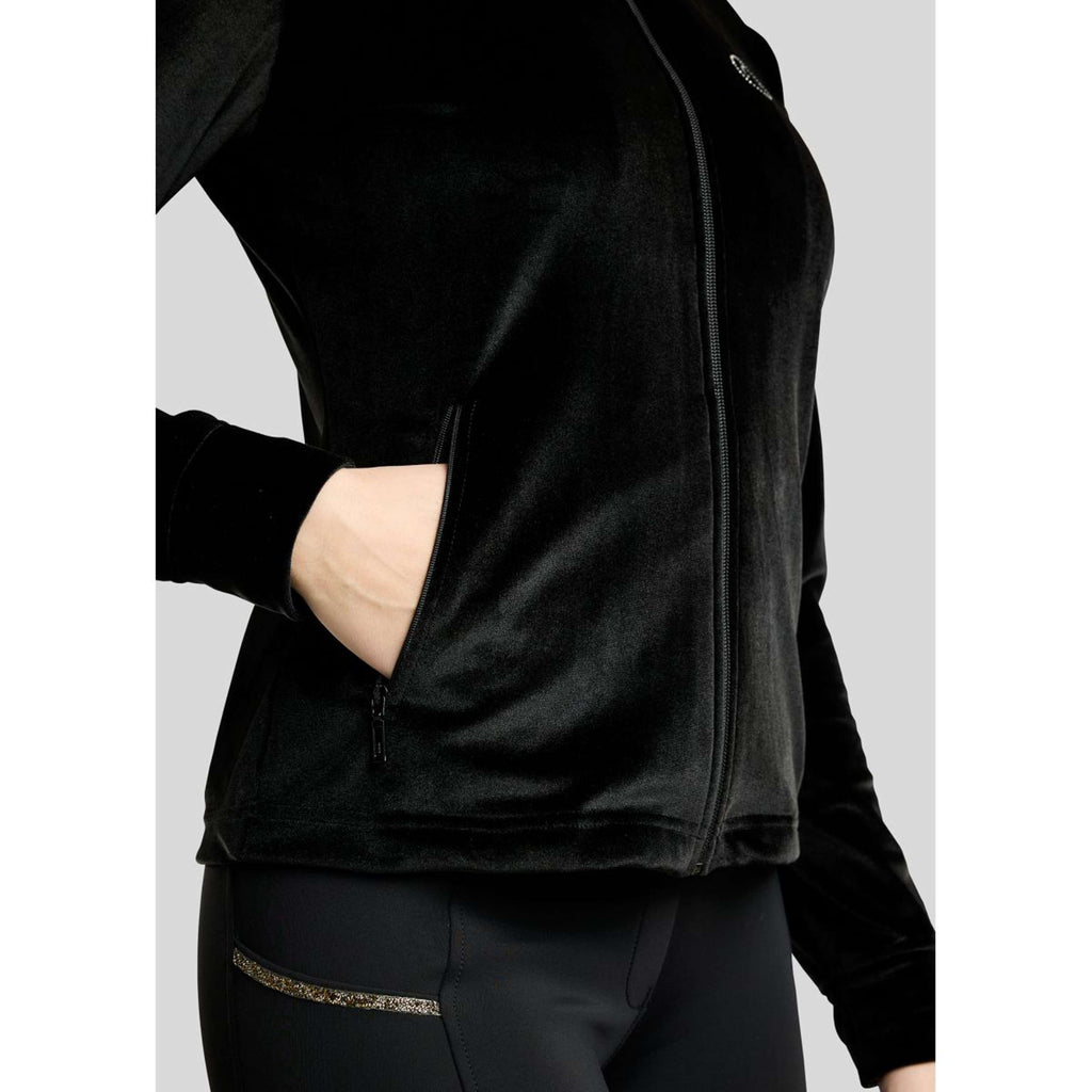 Montar Felpa con cappuccio e zip MoValerie Velvet Golden Quartz Crystals Nero
