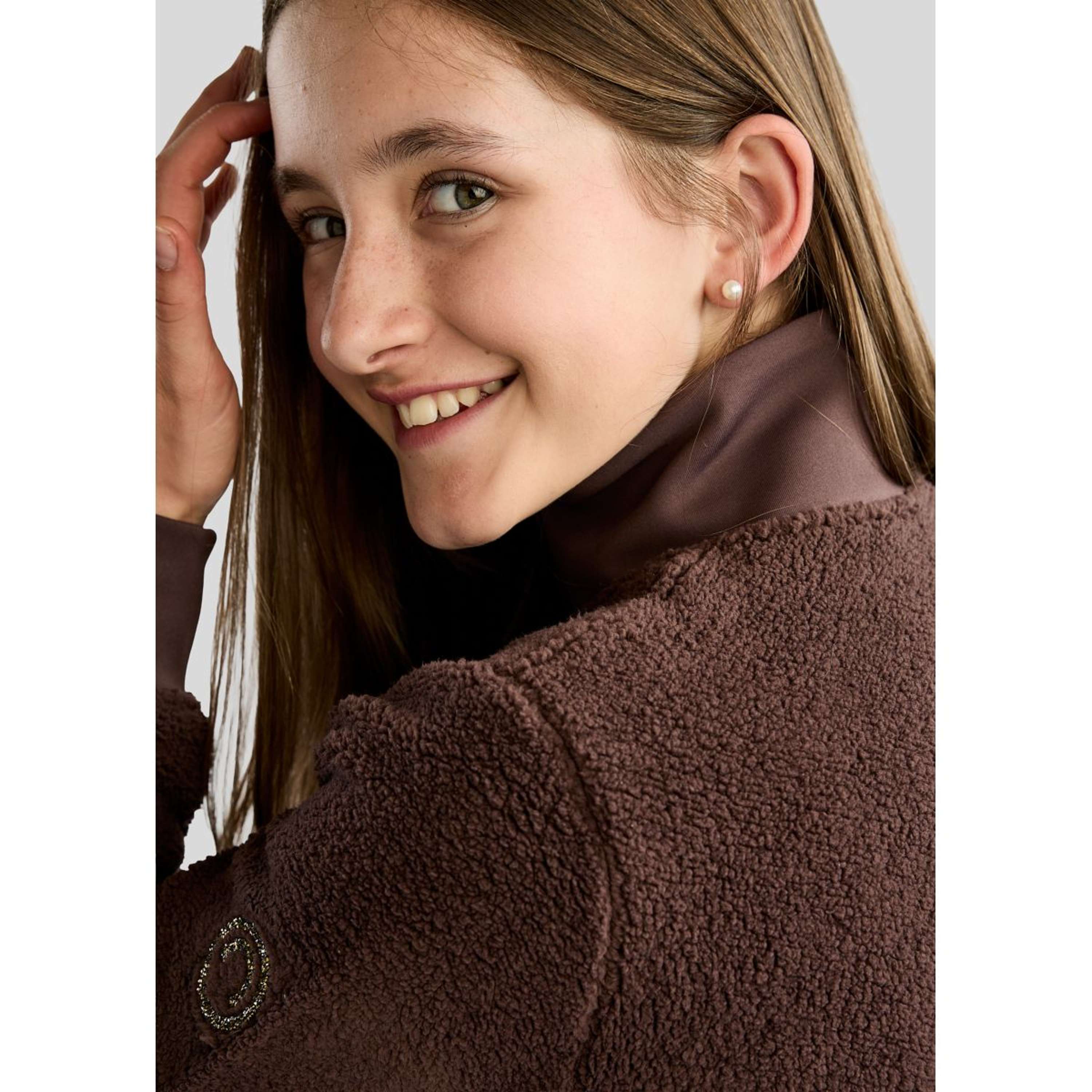 Montar Felpa con cappuccio e zip MoEbba Teddy Pile Golden Quartz Kids Black Peony