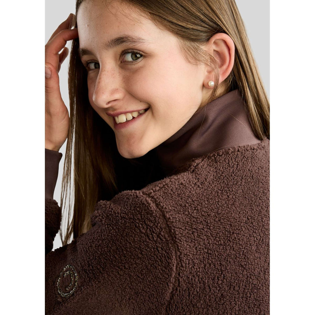 Montar Felpa con cappuccio e zip MoEbba Teddy Pile Golden Quartz Kids Black Peony