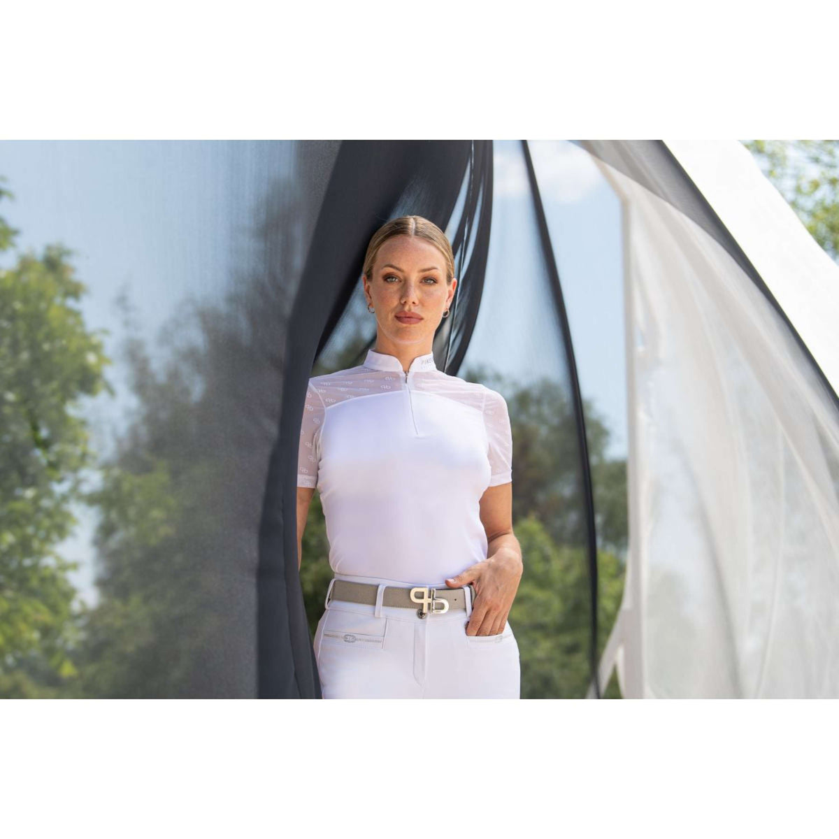 Pikeur Shirt Selection con Cerniera Bianco