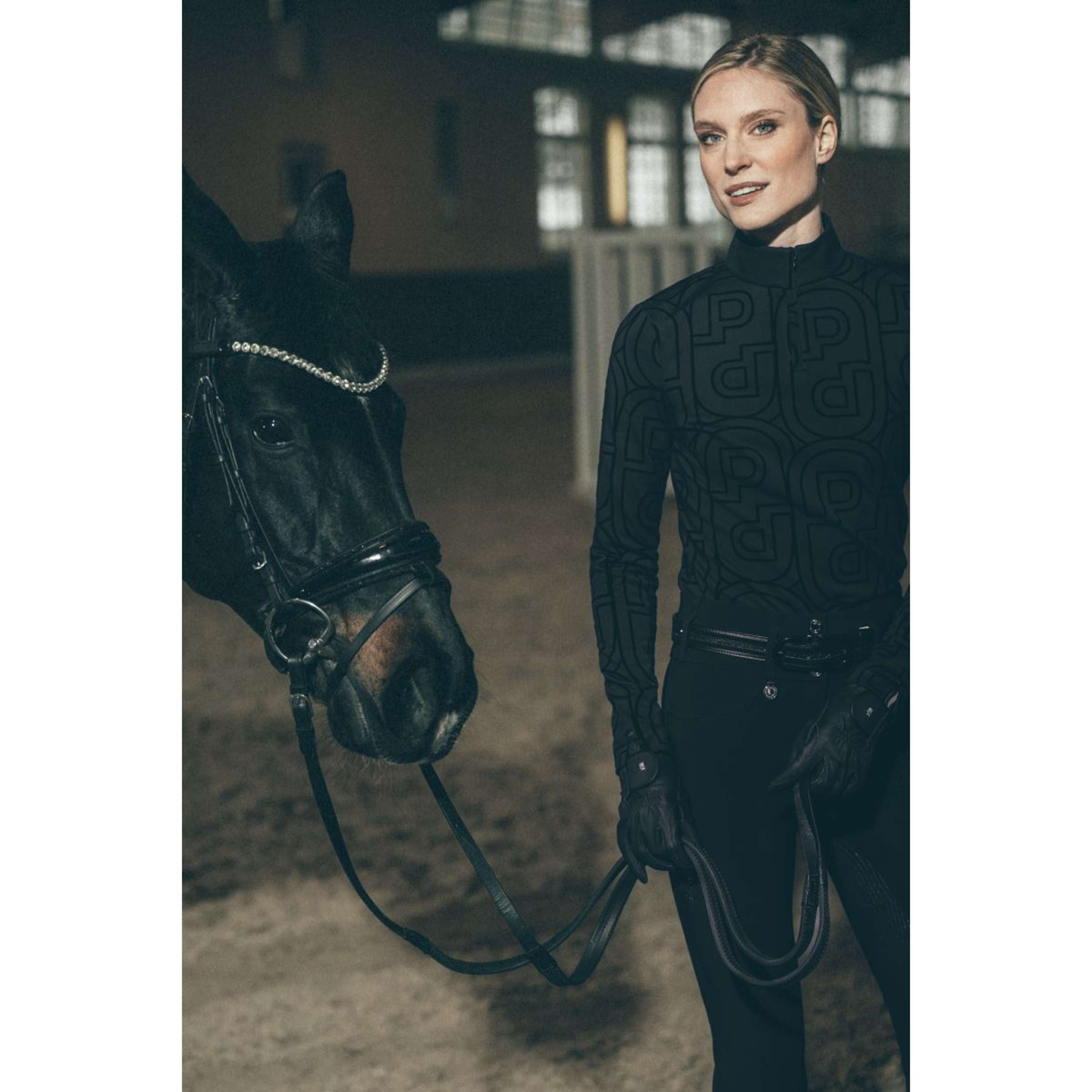 Pikeur Maglia Zip Print Selection AW26 Maniche Lunghe Nero