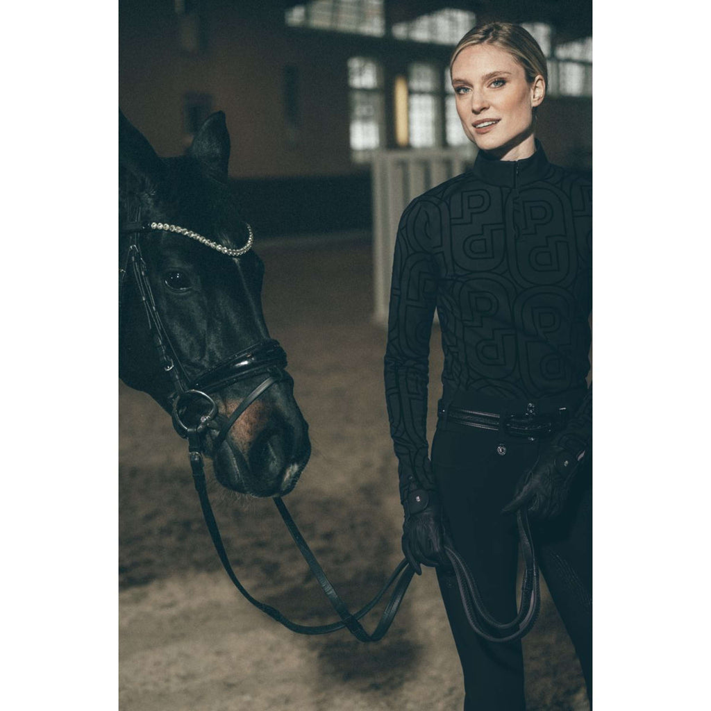 Pikeur Maglia Zip Print Selection AW26 Maniche Lunghe Nero