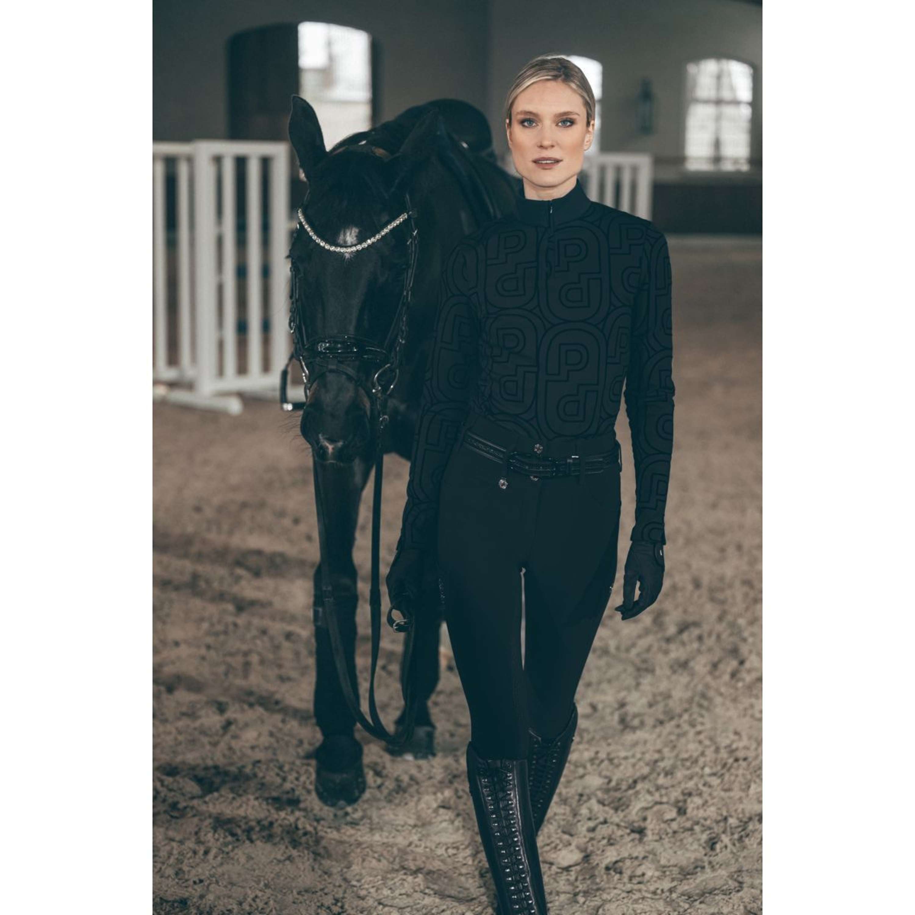 Pikeur Maglia Zip Print Selection AW26 Maniche Lunghe Nero