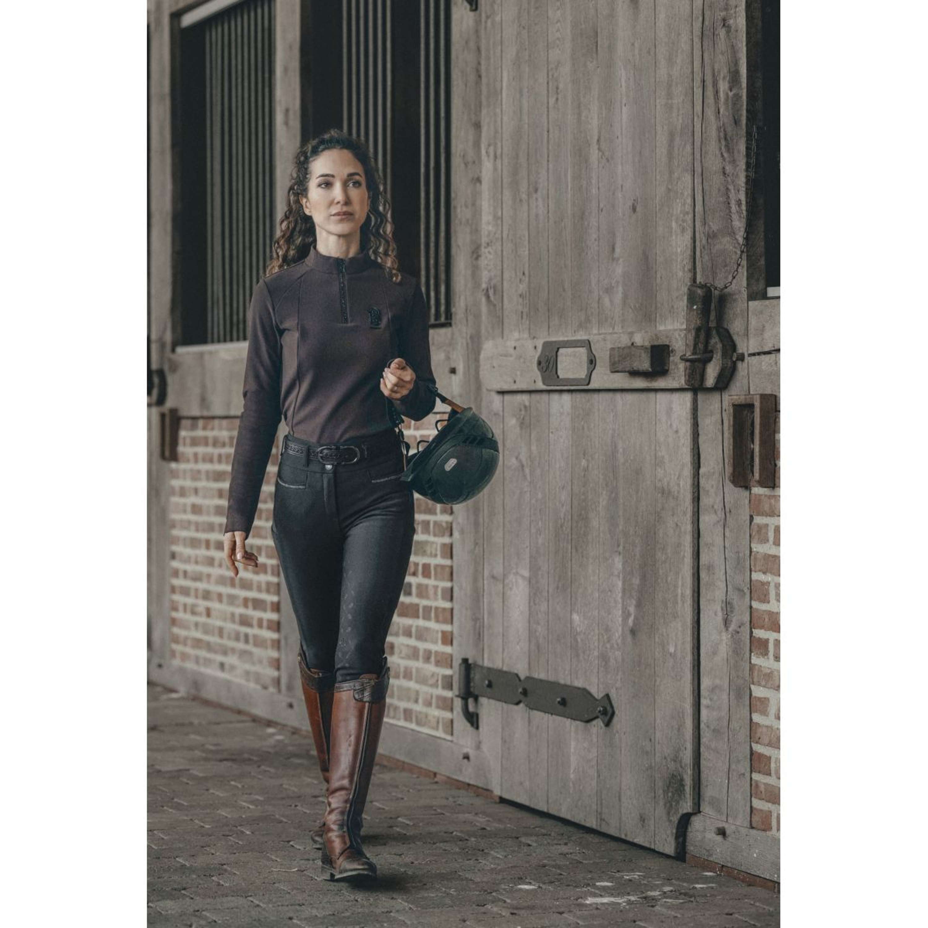 Pikeur Maglia Zip Rip Selection AW26 Maniche Lunghe Marrone Cioccolato