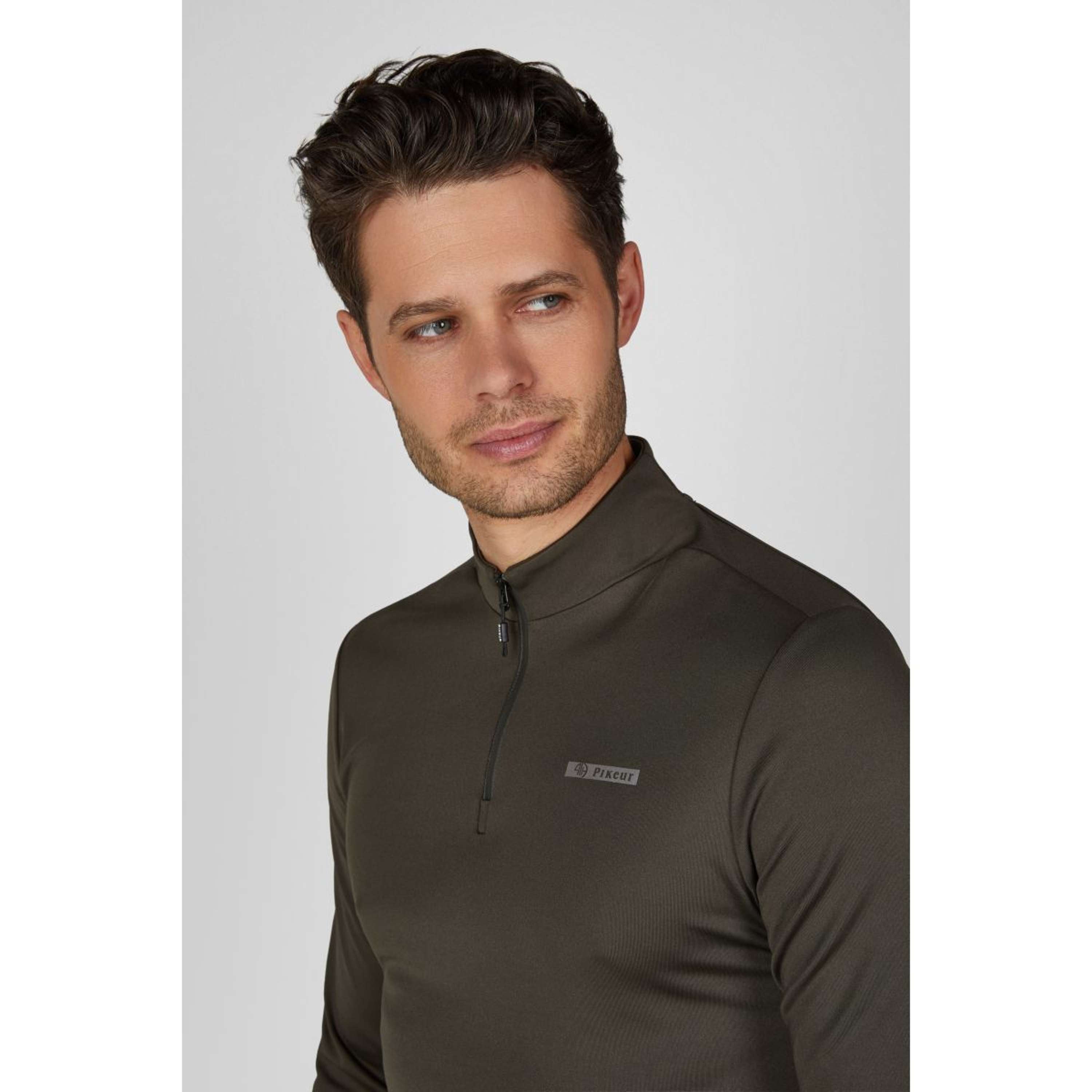 Pikeur Maglia Zip Athleisure AW26 Uomini Verde Oliva