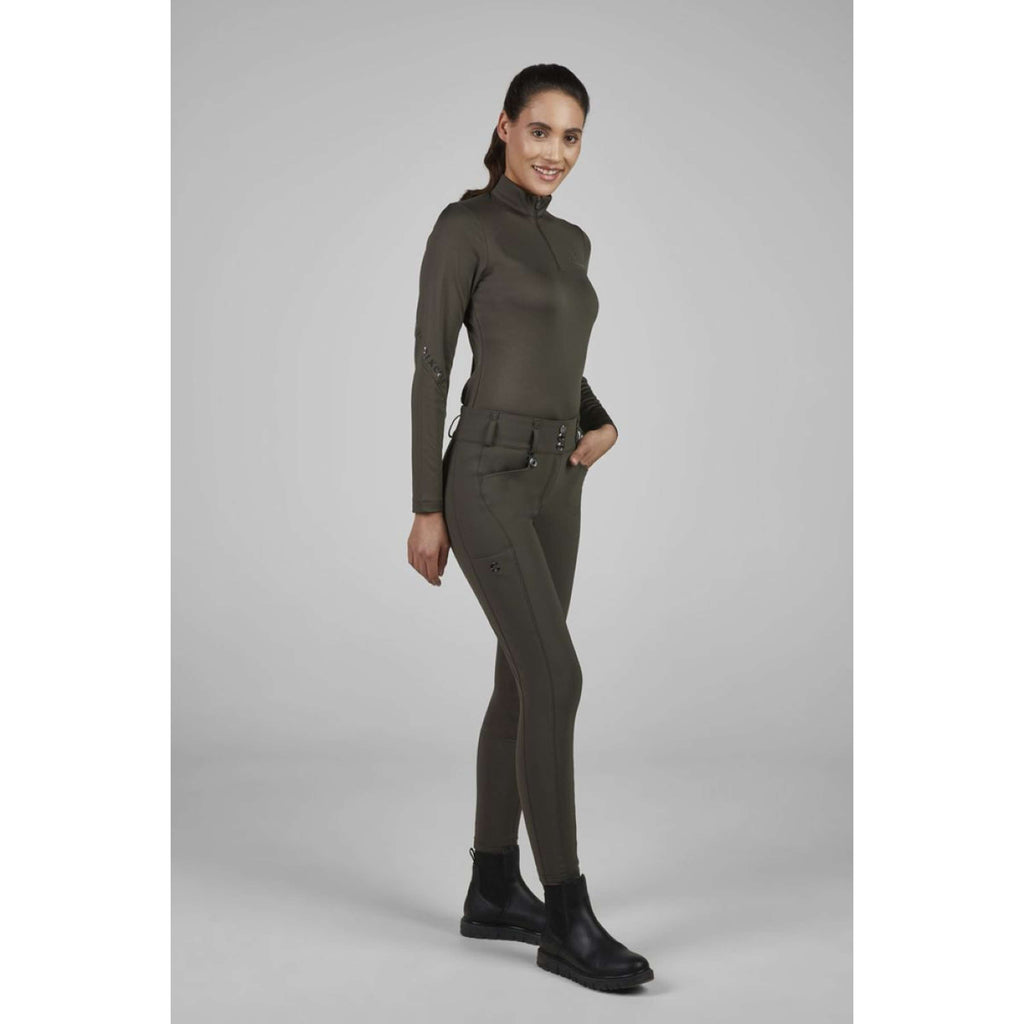 Pikeur Pantaloni da Equitazione New Candela Full Grip Flex Faux Leather Deep Khaki