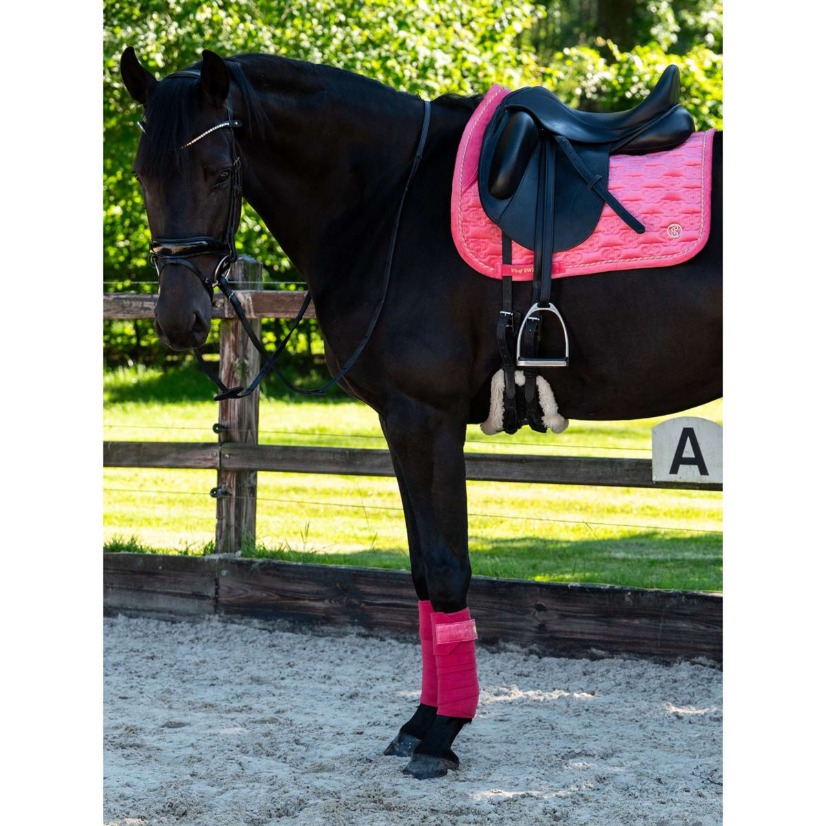 PS of Sweden Bende Velvet Monogram Scarlet Pink