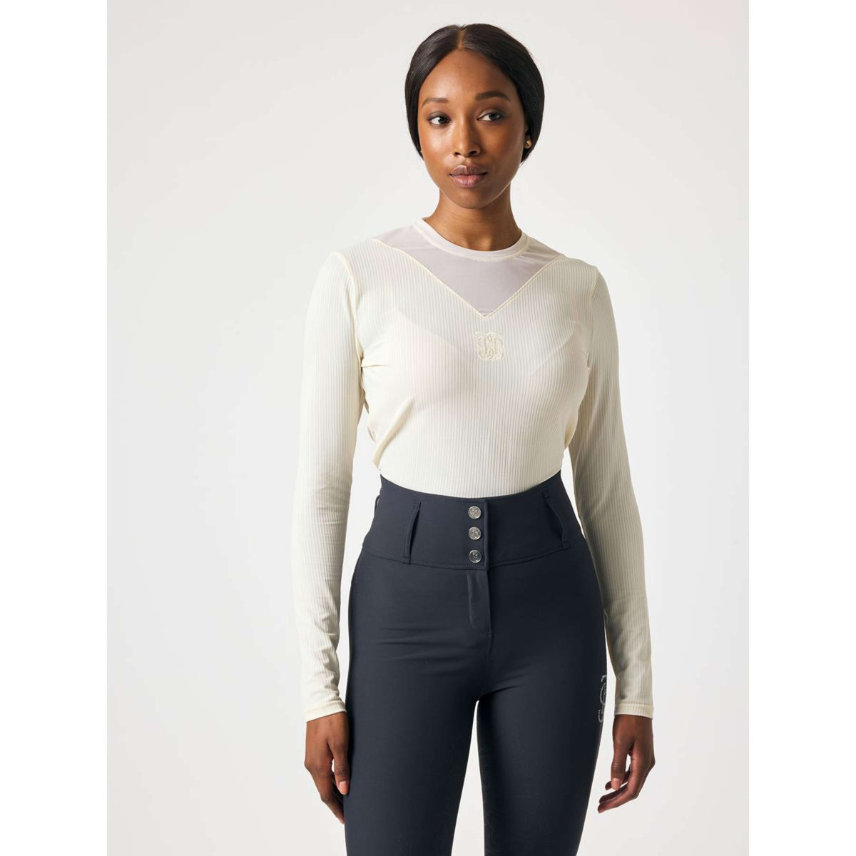 PS of Sweden Manica Lunga Leandra Mesh Beige vaniglia