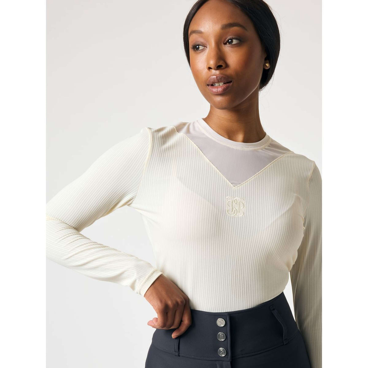 PS of Sweden Manica Lunga Leandra Mesh Beige vaniglia