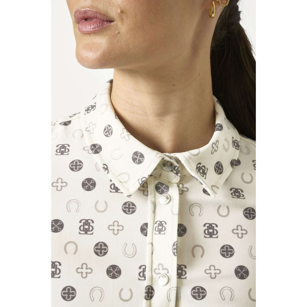 PS of Sweden Maglia Valerie Printed Maniche Lunghe Off White Monogram