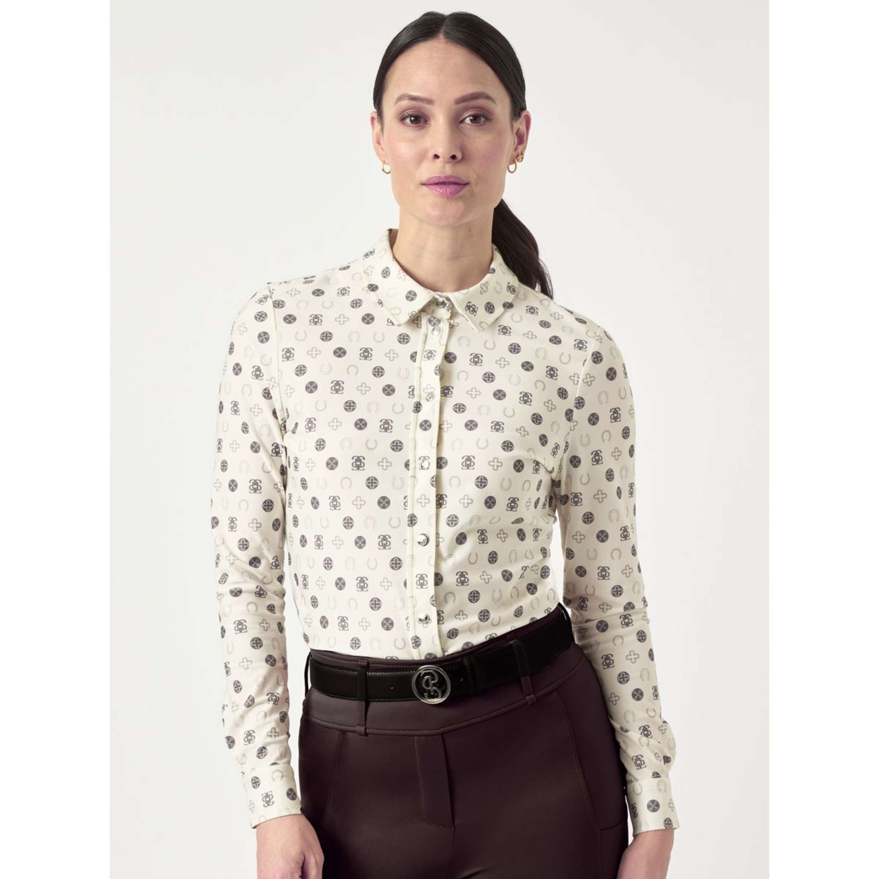 PS of Sweden Maglia Valerie Printed Maniche Lunghe Off White Monogram