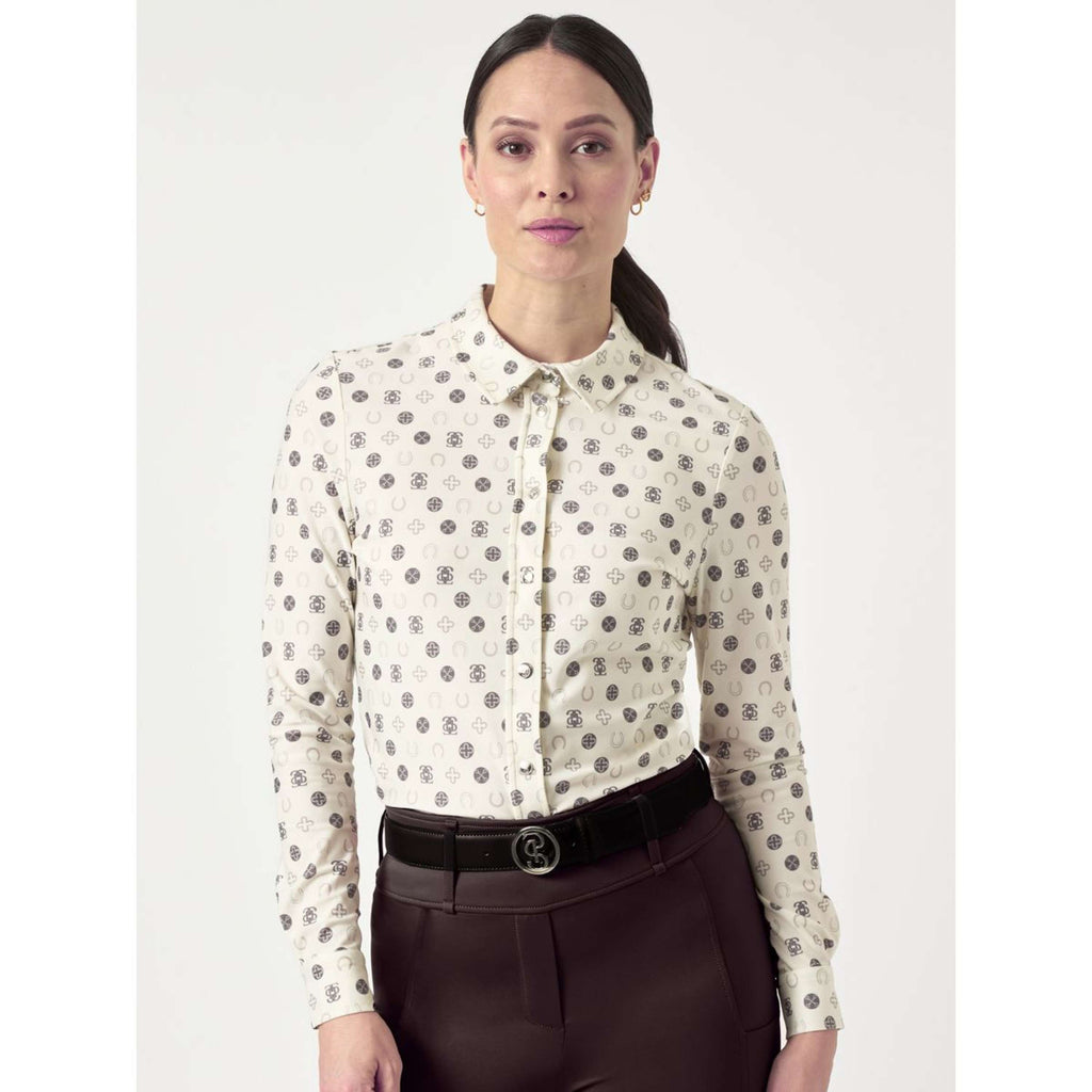 PS of Sweden Maglia Valerie Printed Maniche Lunghe Off White Monogram