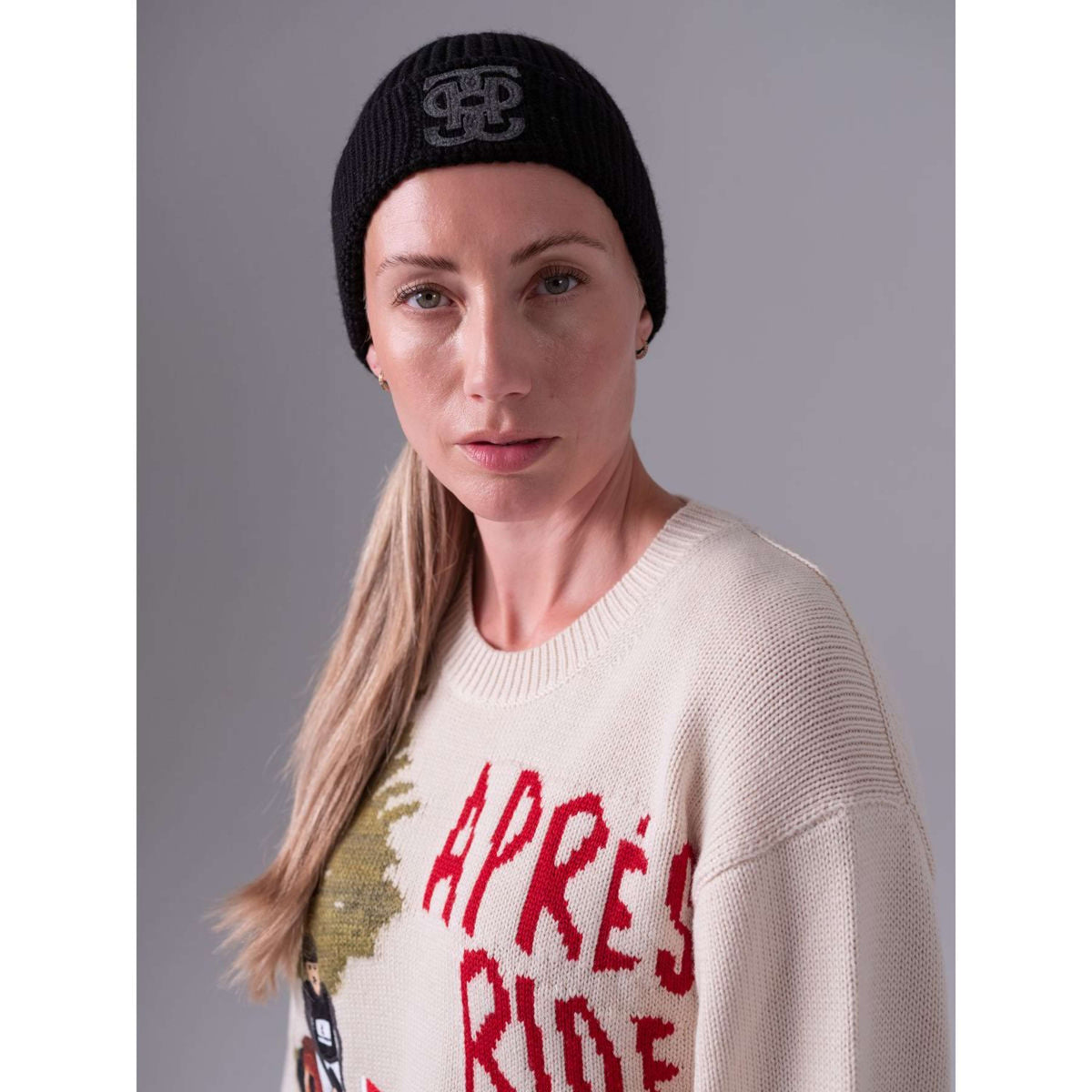 PS of Sweden Beanie Lou Felt Monogram Nero
