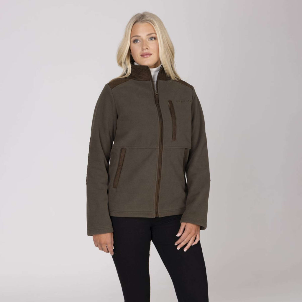 Aubrion by Shires Felpa con cappuccio e zip Heritage Fleece Oliva scura