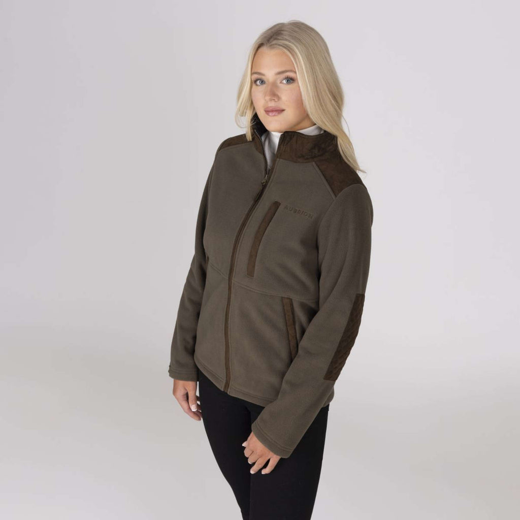 Aubrion by Shires Felpa con cappuccio e zip Heritage Fleece Oliva scura