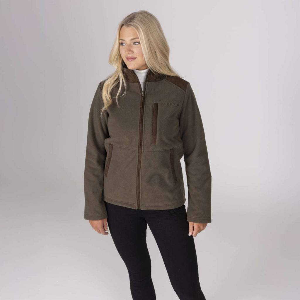 Aubrion by Shires Felpa con cappuccio e zip Heritage Fleece Oliva scura