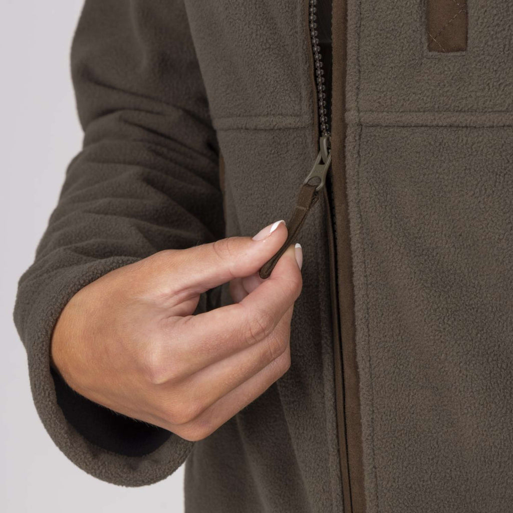Aubrion by Shires Felpa con cappuccio e zip Heritage Fleece Oliva scura