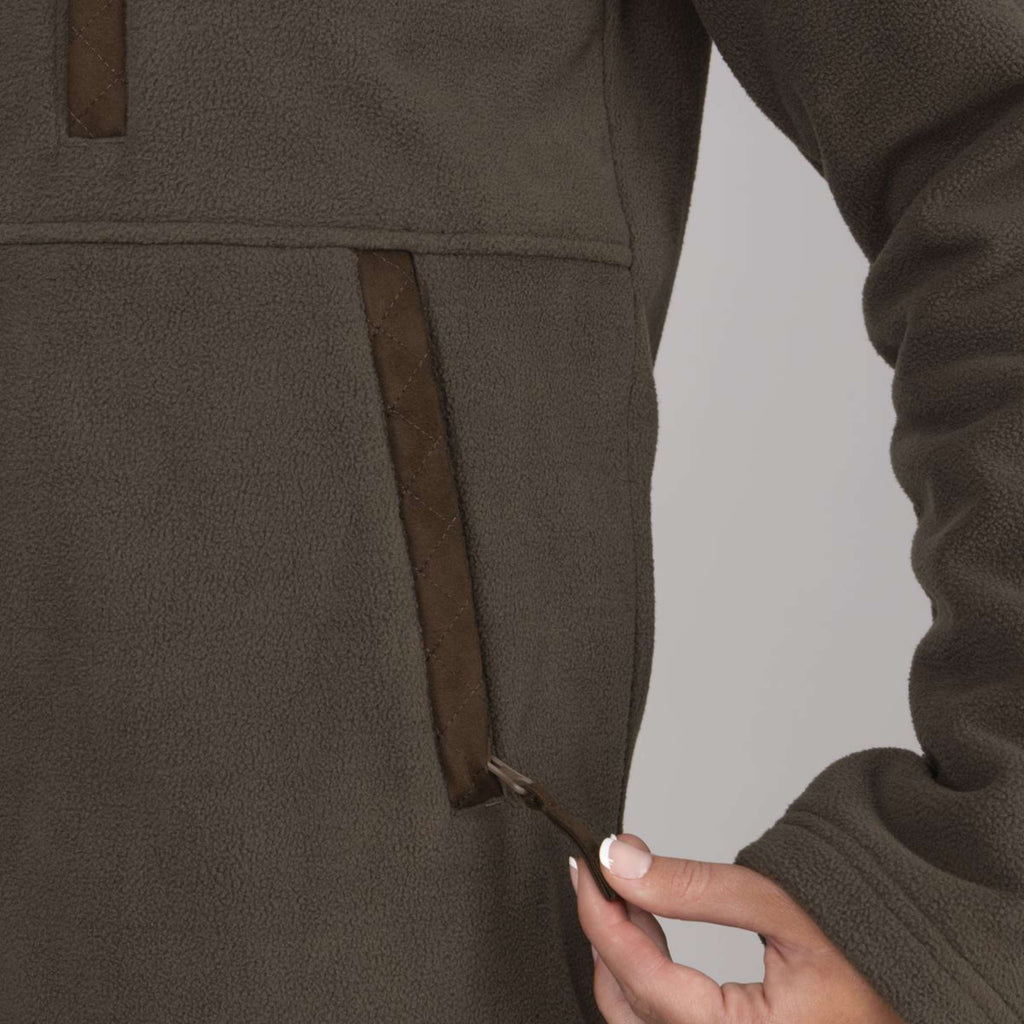 Aubrion by Shires Felpa con cappuccio e zip Heritage Fleece Oliva scura