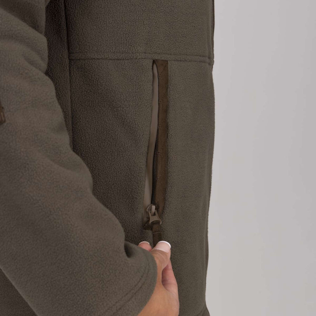 Aubrion by Shires Felpa con cappuccio e zip Heritage Fleece Oliva scura