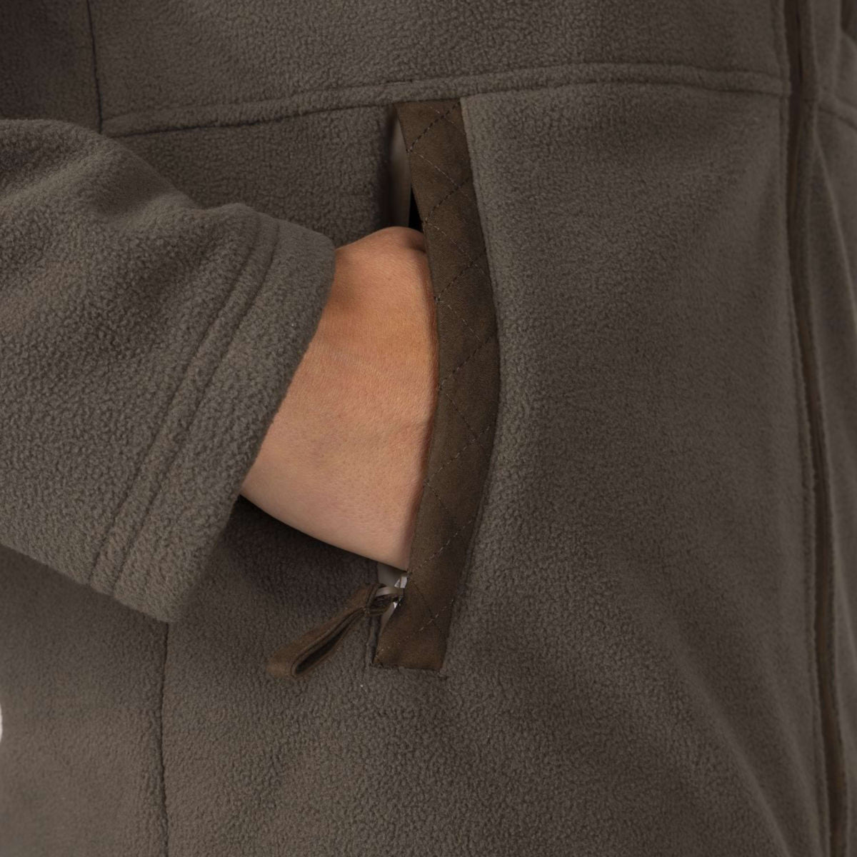 Aubrion by Shires Felpa con cappuccio e zip Heritage Fleece Oliva scura