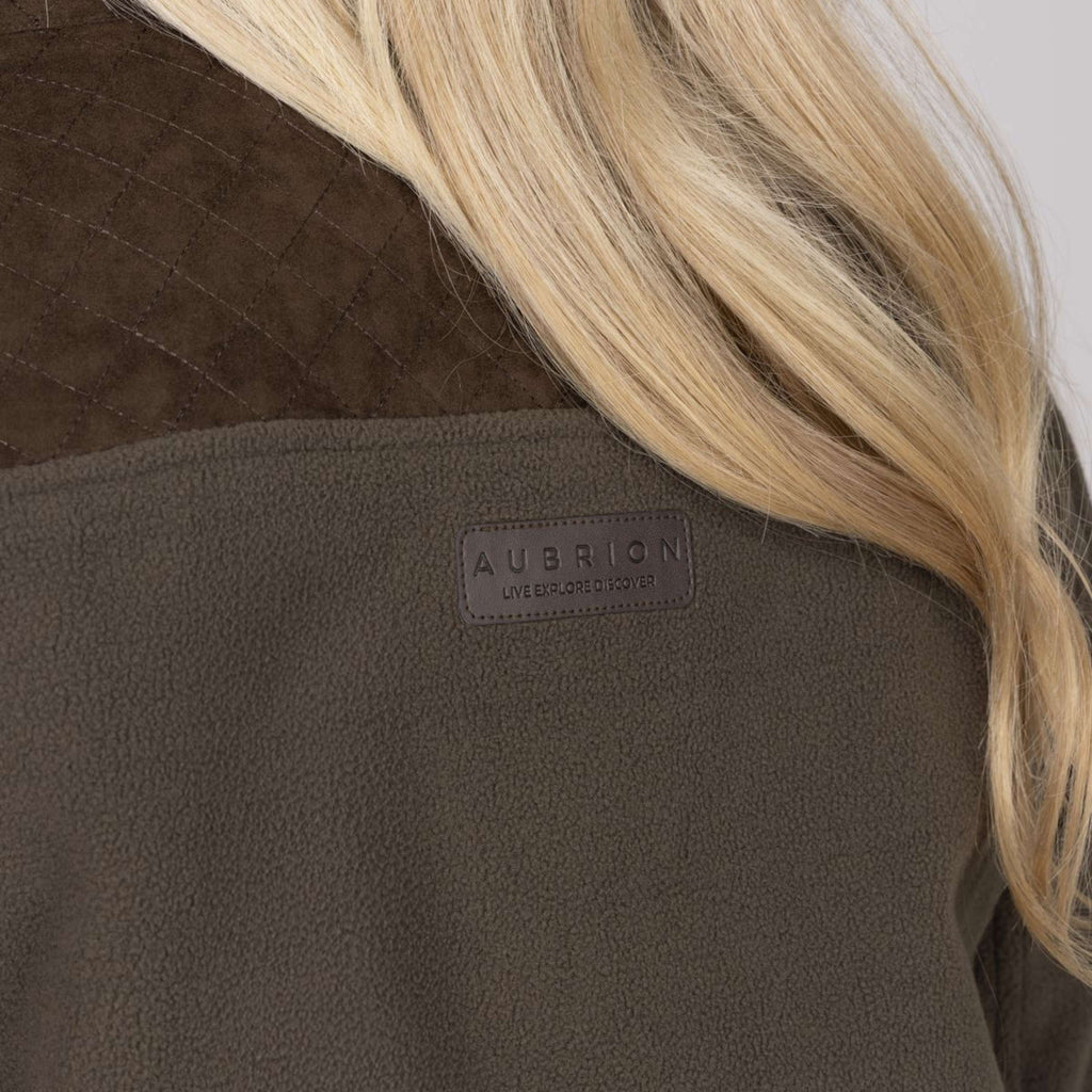 Aubrion by Shires Felpa con cappuccio e zip Heritage Fleece Oliva scura