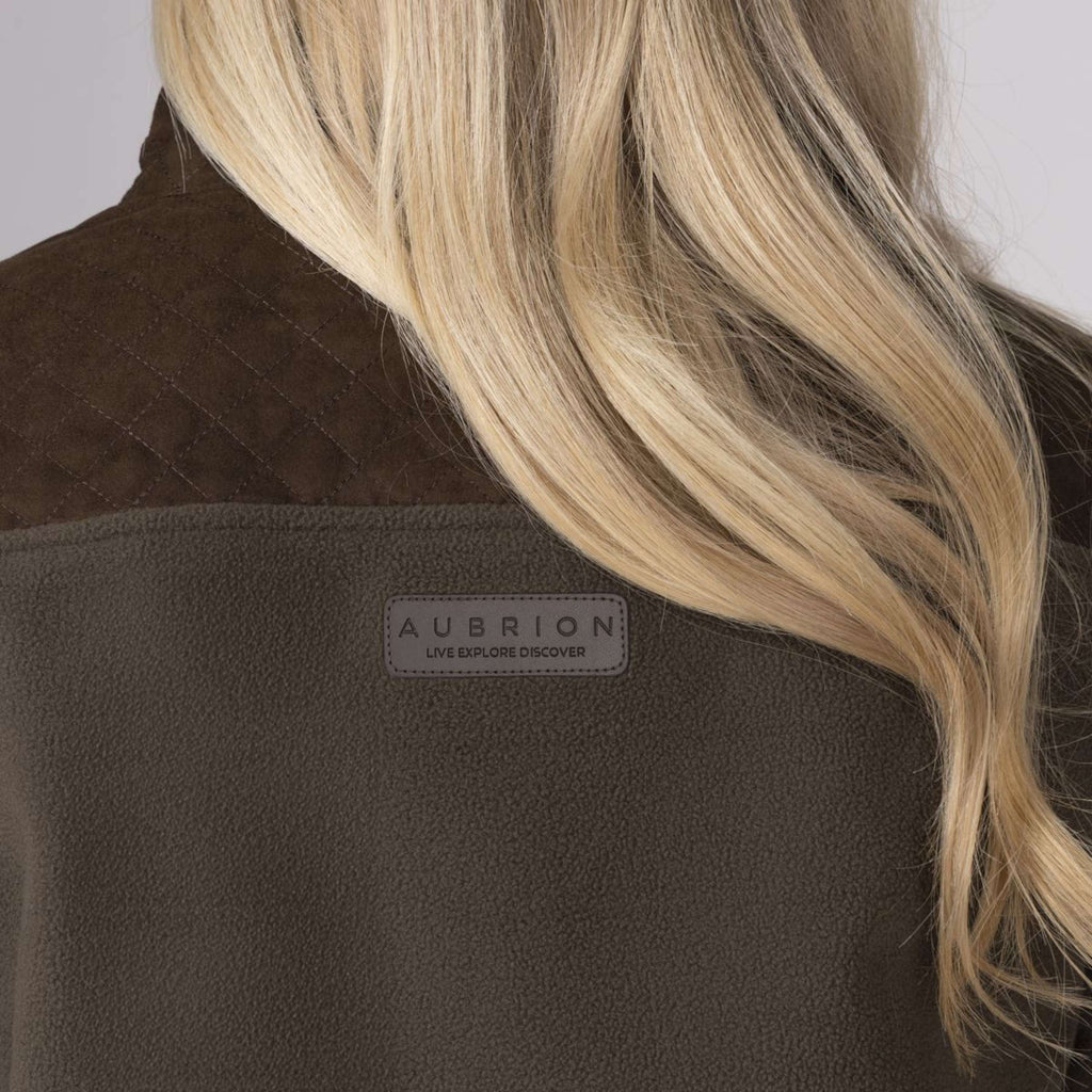 Aubrion by Shires Felpa con cappuccio e zip Heritage Fleece Oliva scura