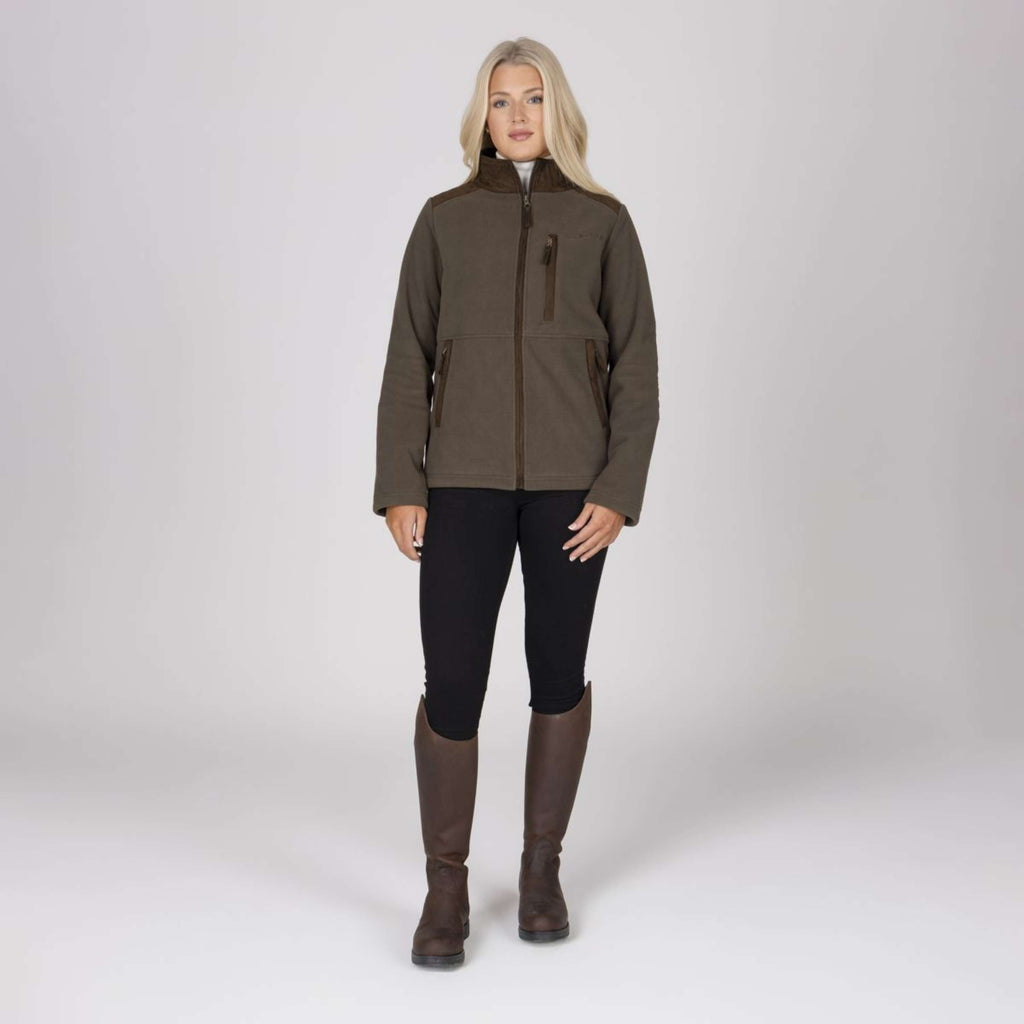 Aubrion by Shires Felpa con cappuccio e zip Heritage Fleece Oliva scura