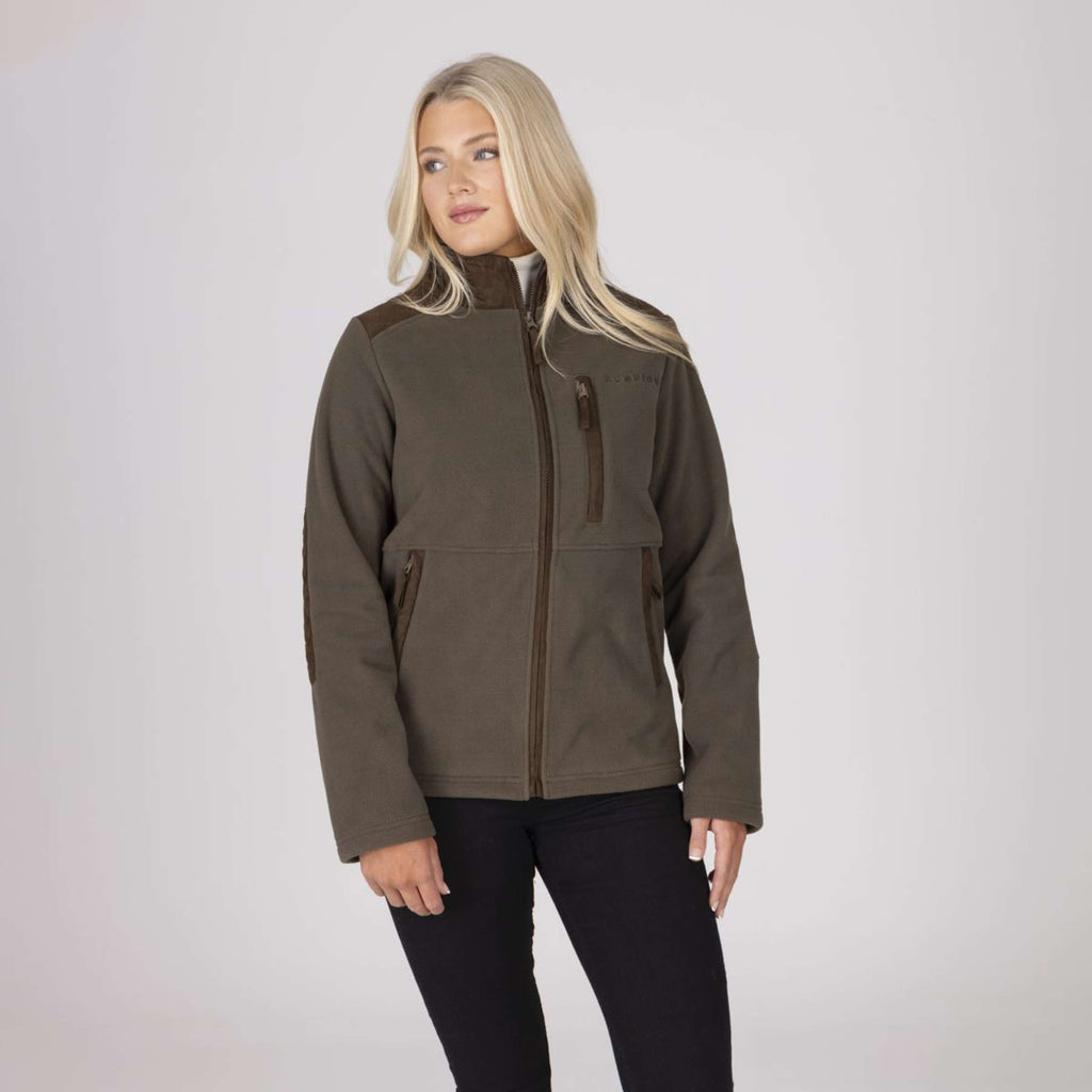 Aubrion by Shires Felpa con cappuccio e zip Heritage Fleece Oliva scura