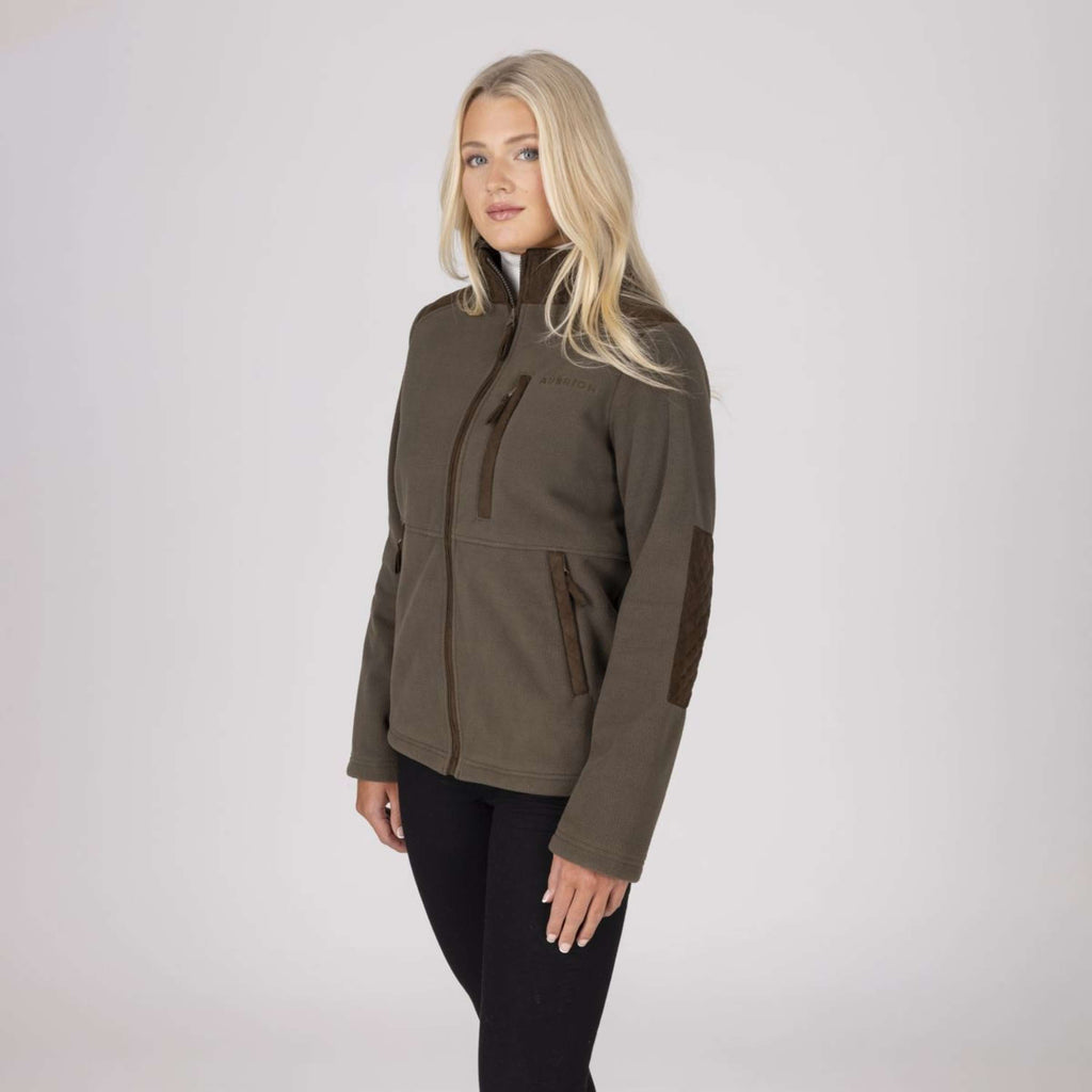 Aubrion by Shires Felpa con cappuccio e zip Heritage Fleece Oliva scura