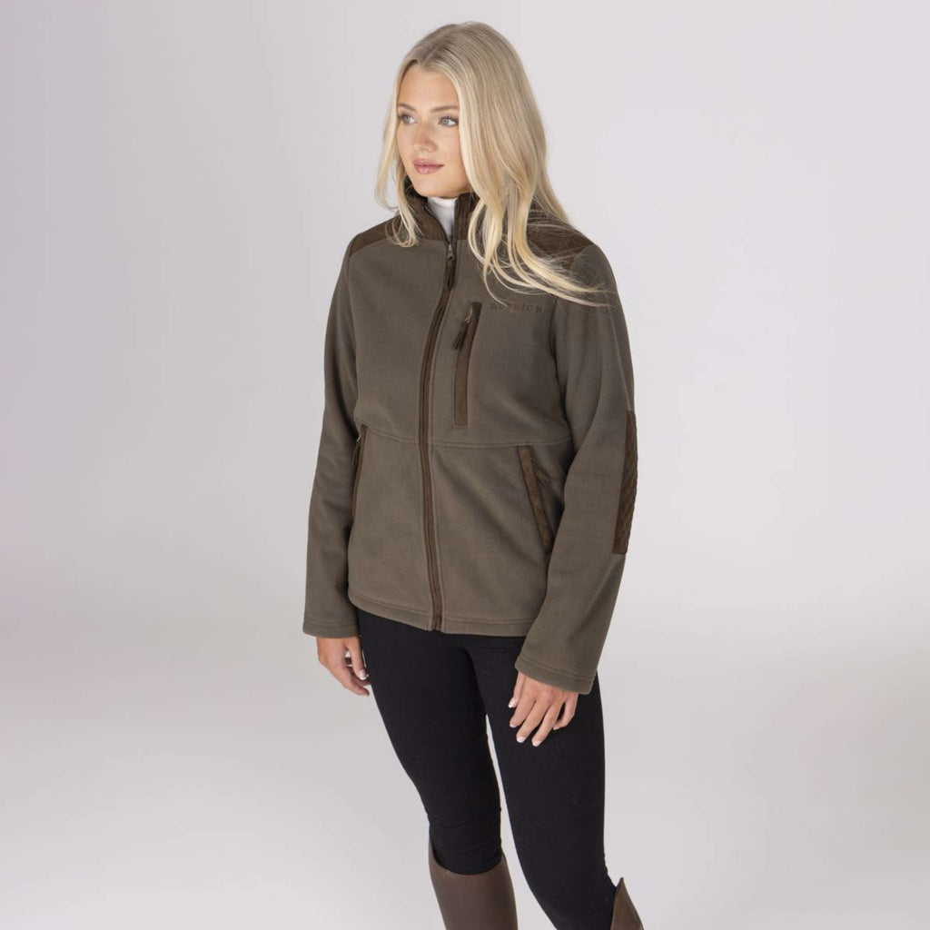 Aubrion by Shires Felpa con cappuccio e zip Heritage Fleece Oliva scura