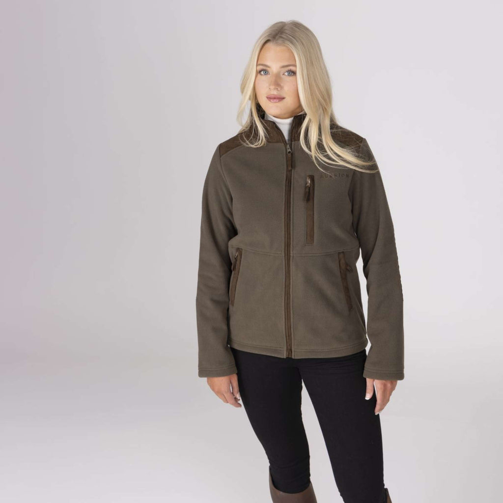 Aubrion by Shires Felpa con cappuccio e zip Heritage Fleece Oliva scura