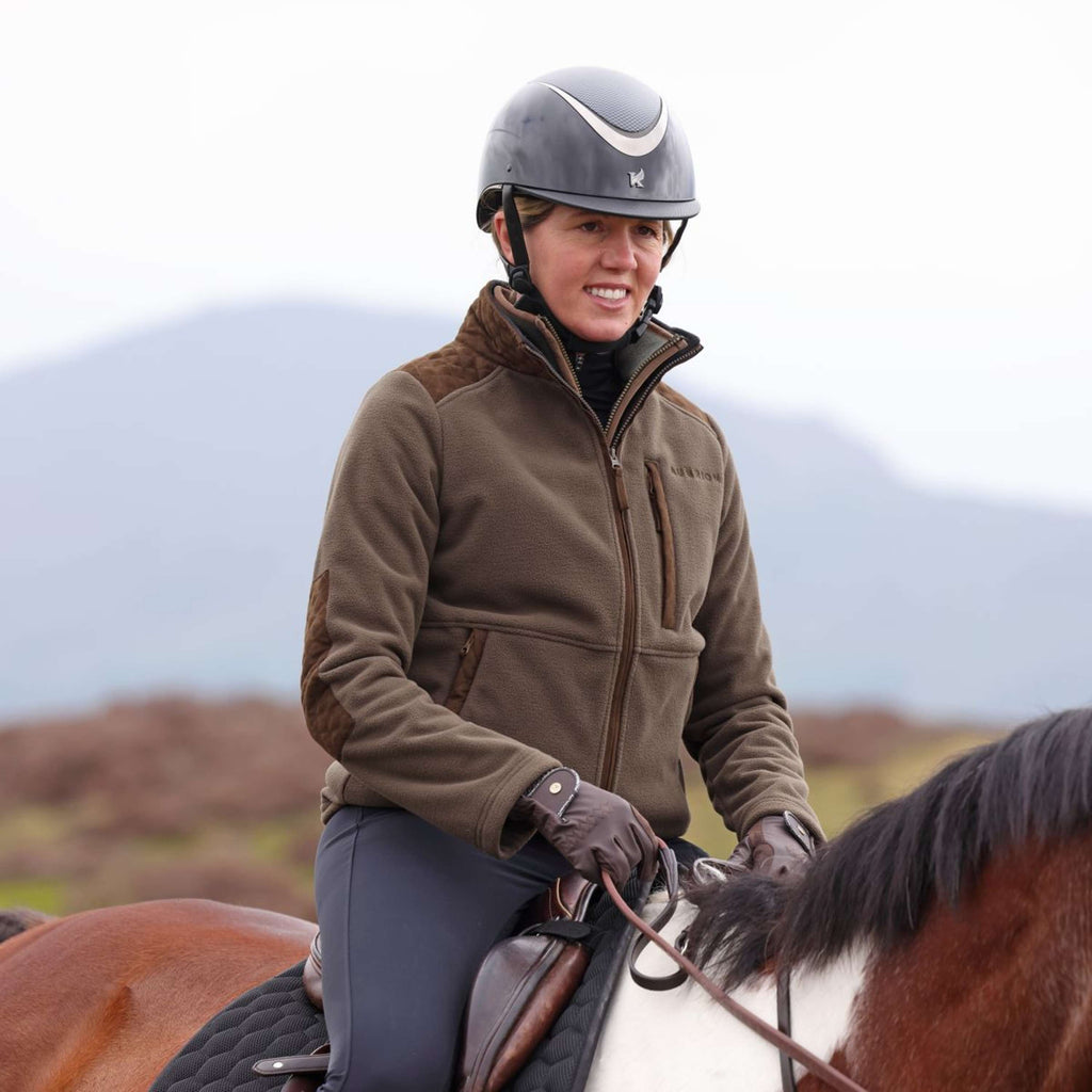 Aubrion by Shires Felpa con cappuccio e zip Heritage Fleece Oliva scura
