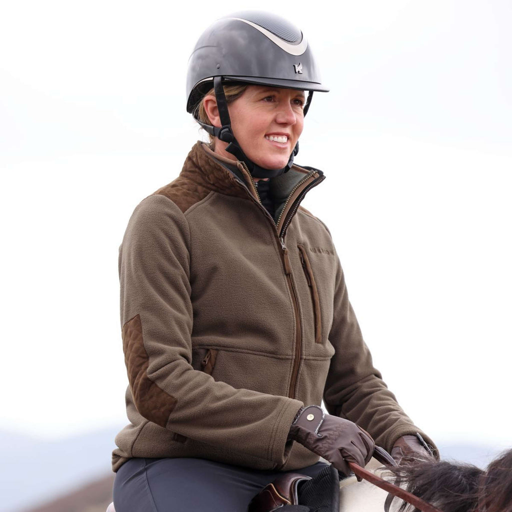 Aubrion by Shires Felpa con cappuccio e zip Heritage Fleece Oliva scura
