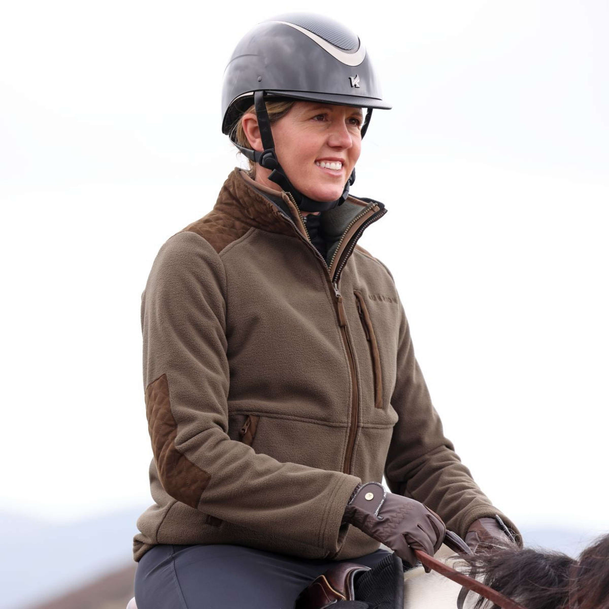 Aubrion by Shires Felpa con cappuccio e zip Heritage Fleece Oliva scura