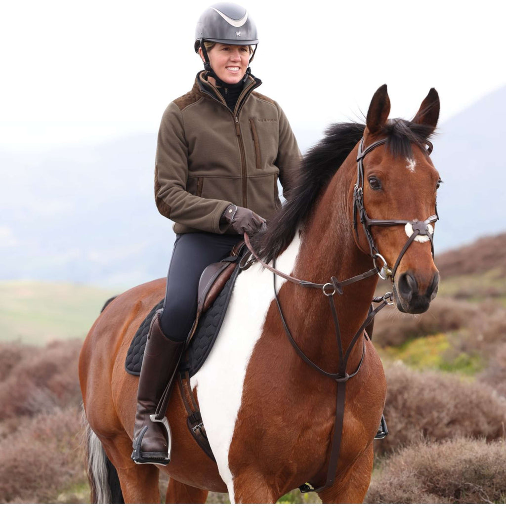 Aubrion by Shires Felpa con cappuccio e zip Heritage Fleece Oliva scura