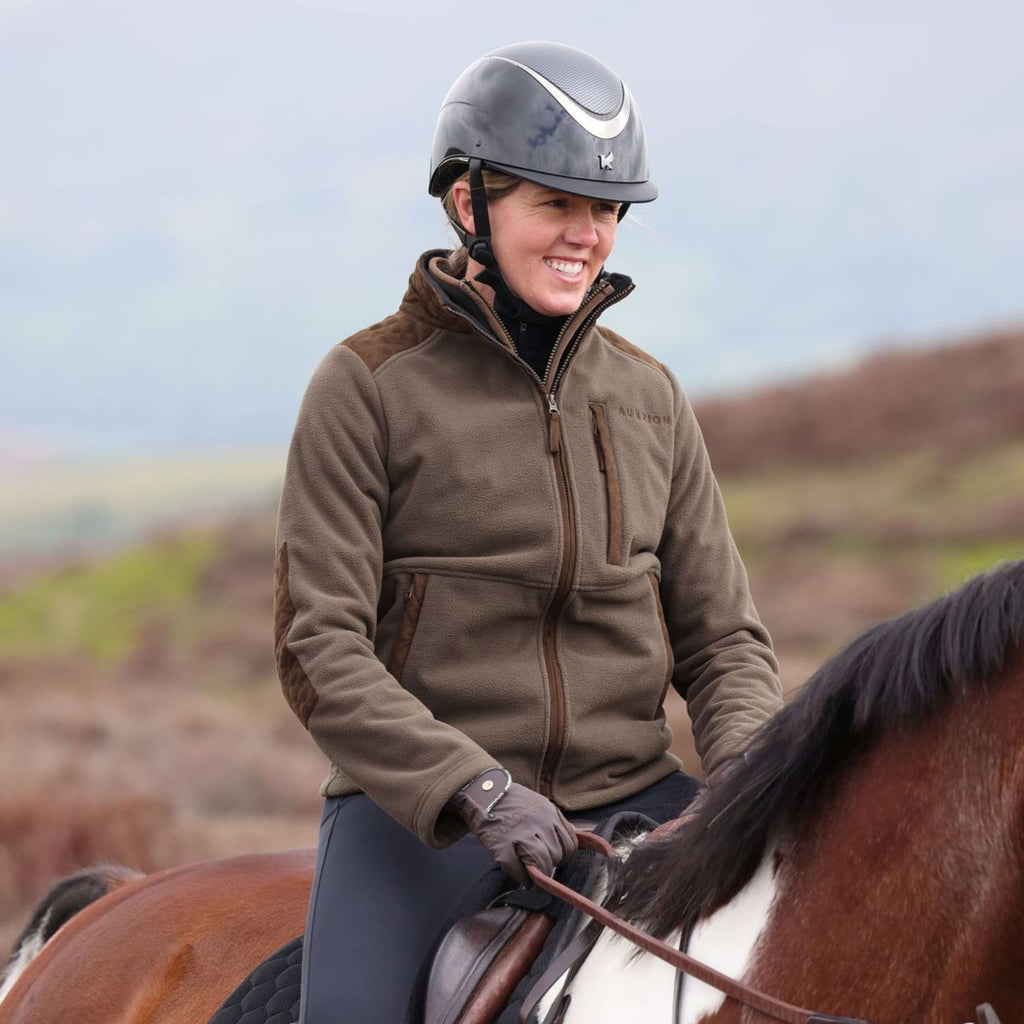 Aubrion by Shires Felpa con cappuccio e zip Heritage Fleece Oliva scura