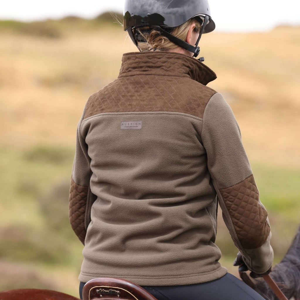 Aubrion by Shires Felpa con cappuccio e zip Heritage Fleece Oliva scura