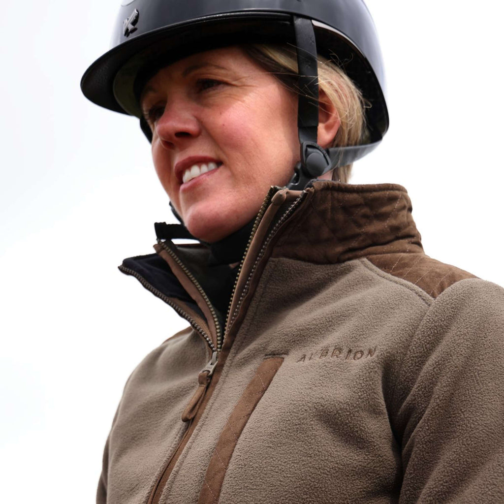 Aubrion by Shires Felpa con cappuccio e zip Heritage Fleece Oliva scura