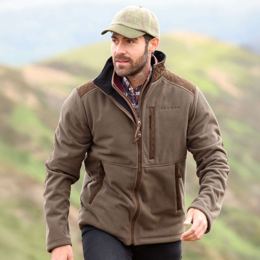 Aubrion by Shires Felpa con cappuccio e zip Heritage Fleece Oliva scura