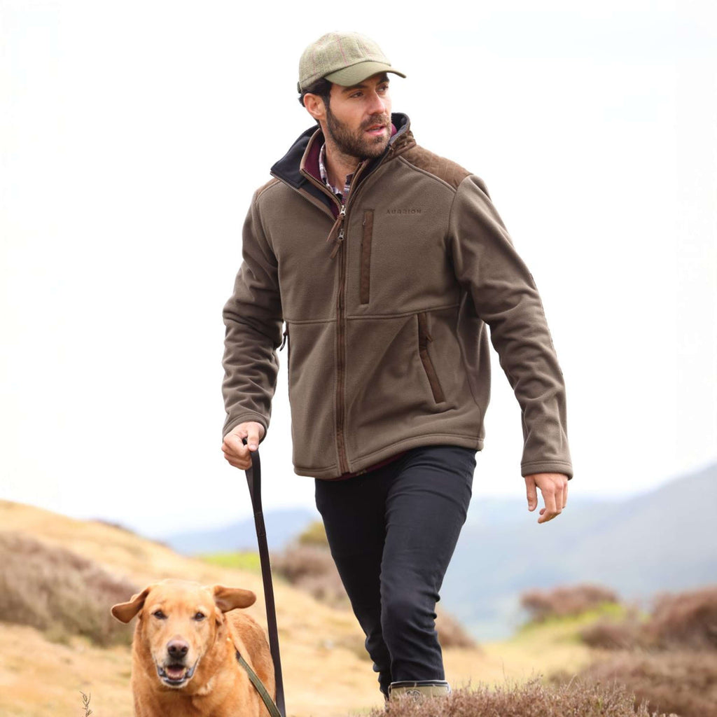 Aubrion by Shires Felpa con cappuccio e zip Heritage Fleece Oliva scura