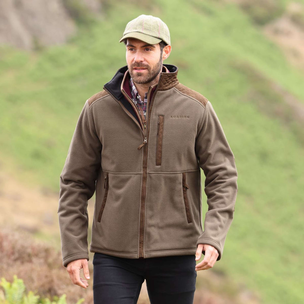 Aubrion by Shires Felpa con cappuccio e zip Heritage Fleece Oliva scura