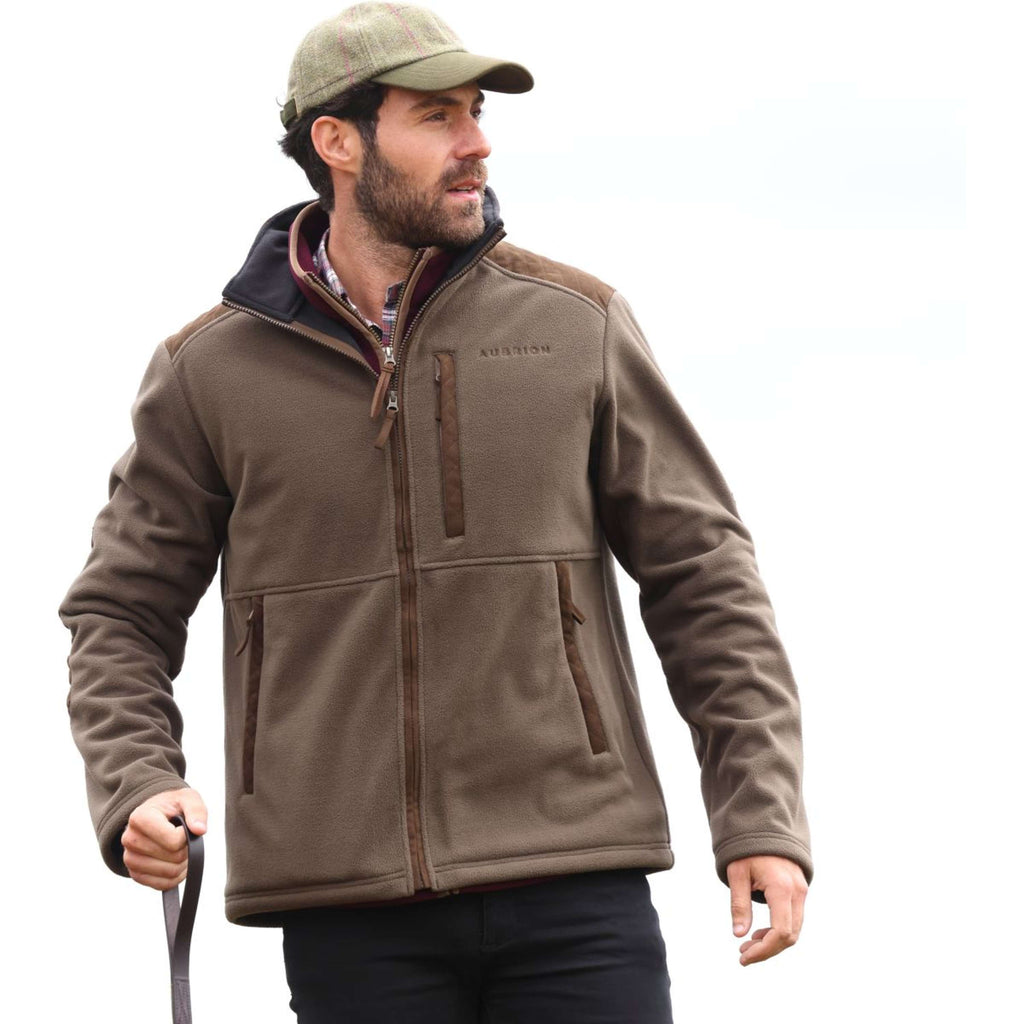 Aubrion by Shires Felpa con cappuccio e zip Heritage Fleece Oliva scura