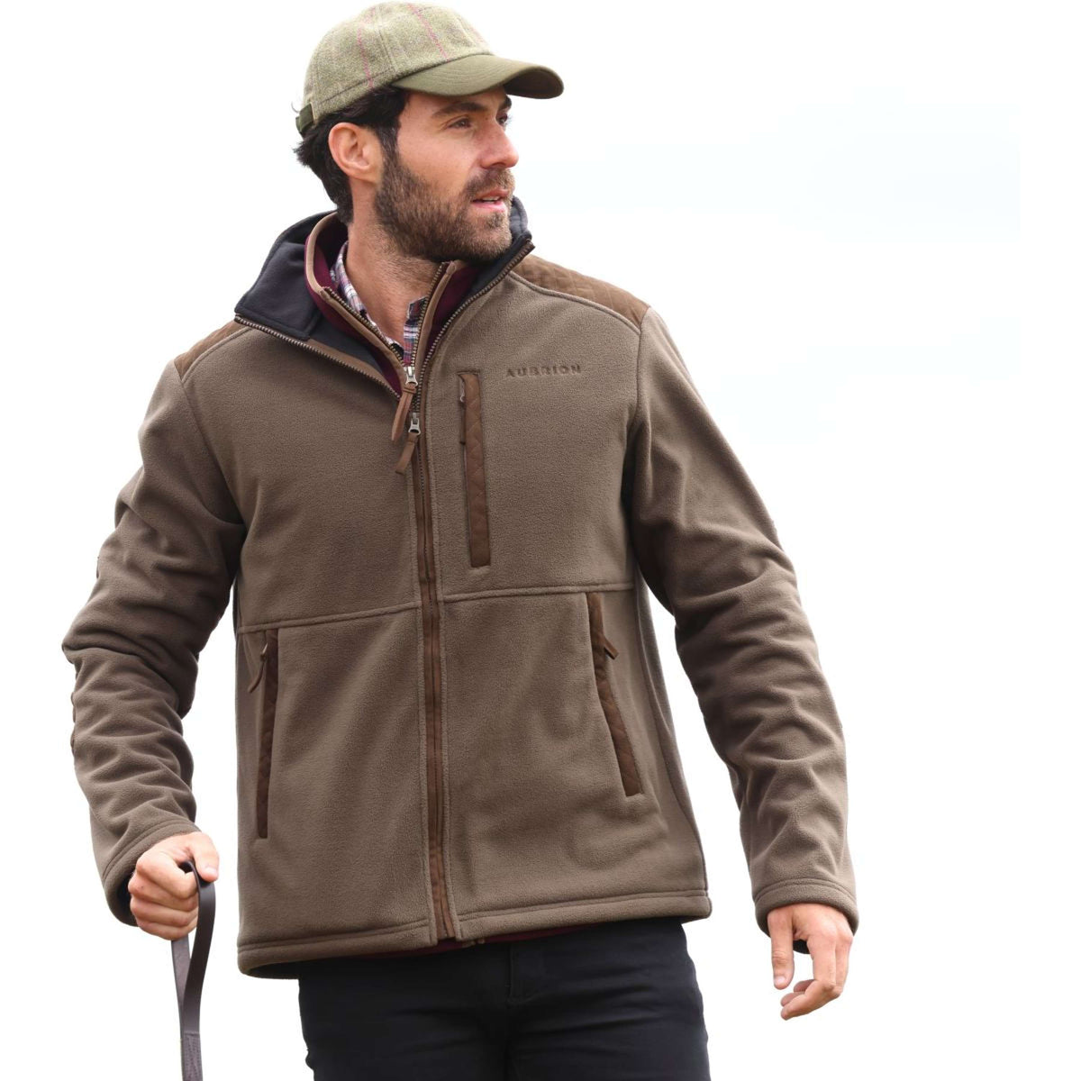 Aubrion by Shires Felpa con cappuccio e zip Heritage Fleece Oliva scura