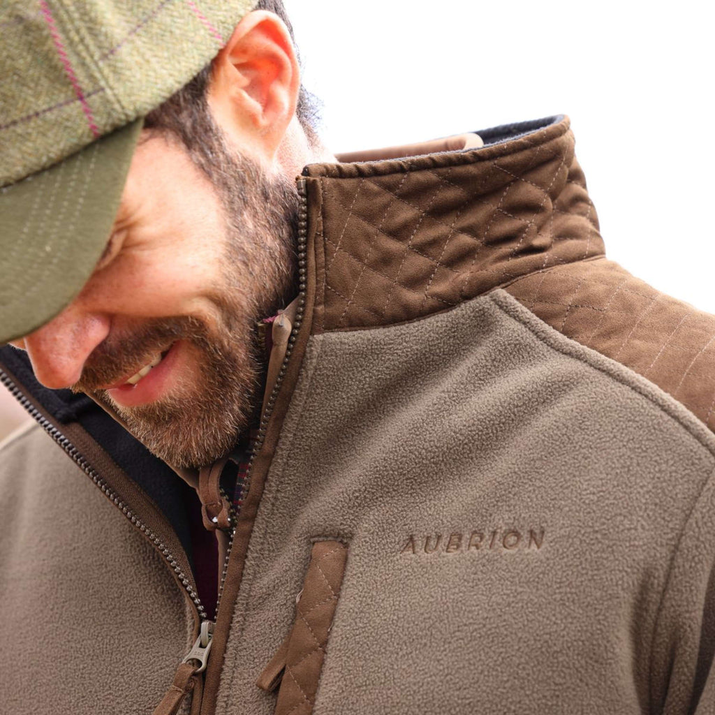 Aubrion by Shires Felpa con cappuccio e zip Heritage Fleece Oliva scura