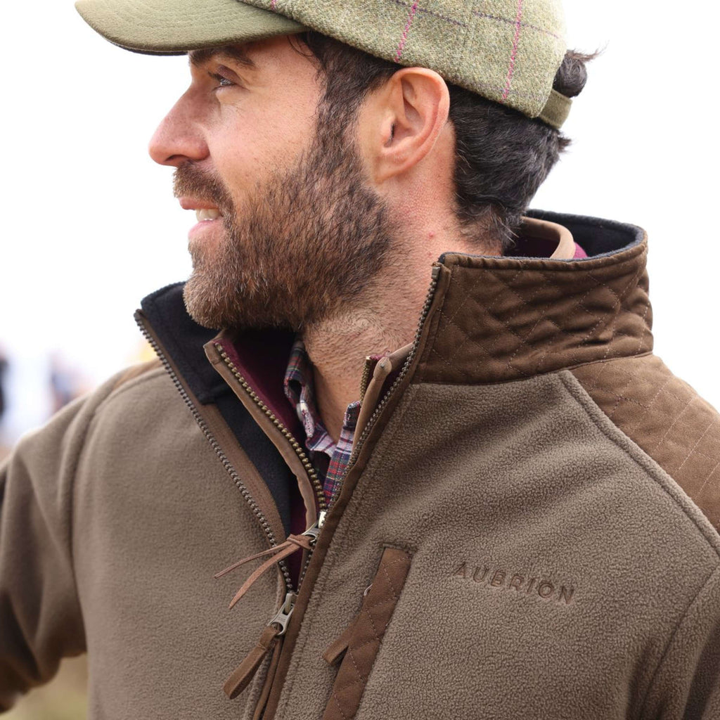 Aubrion by Shires Felpa con cappuccio e zip Heritage Fleece Oliva scura