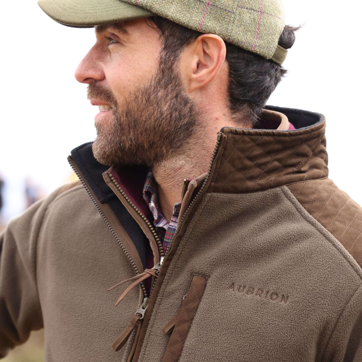 Aubrion by Shires Felpa con cappuccio e zip Heritage Fleece Oliva scura