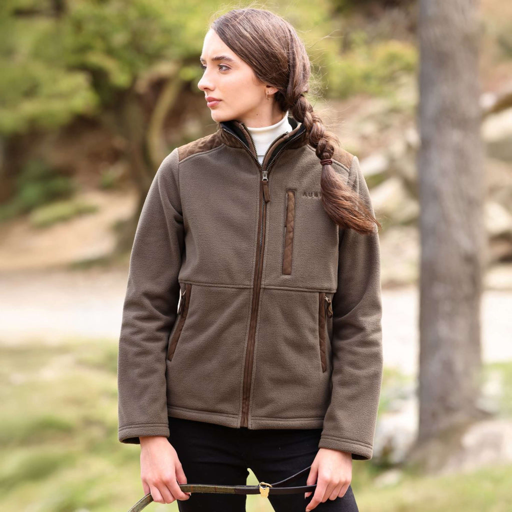 Aubrion by Shires Felpa con cappuccio e zip Heritage Fleece Oliva scura