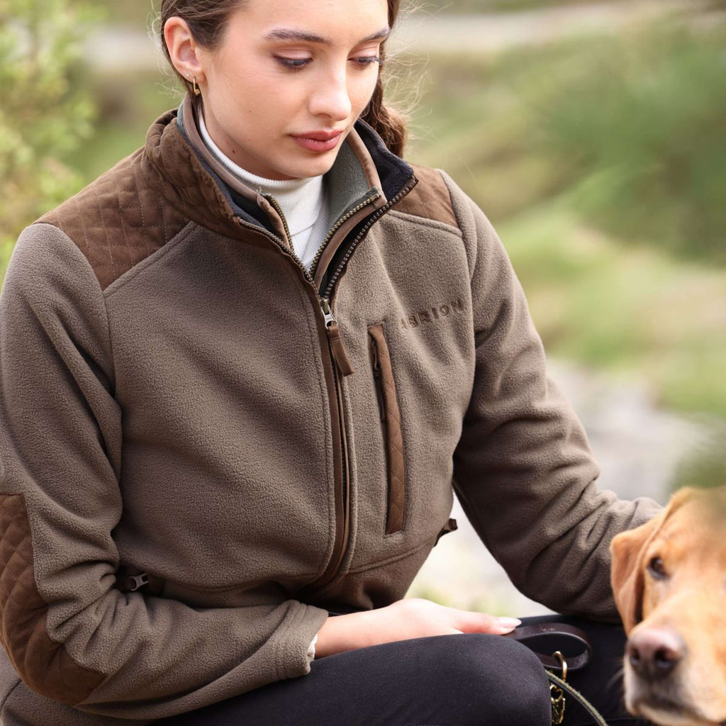 Aubrion by Shires Felpa con cappuccio e zip Heritage Fleece Oliva scura