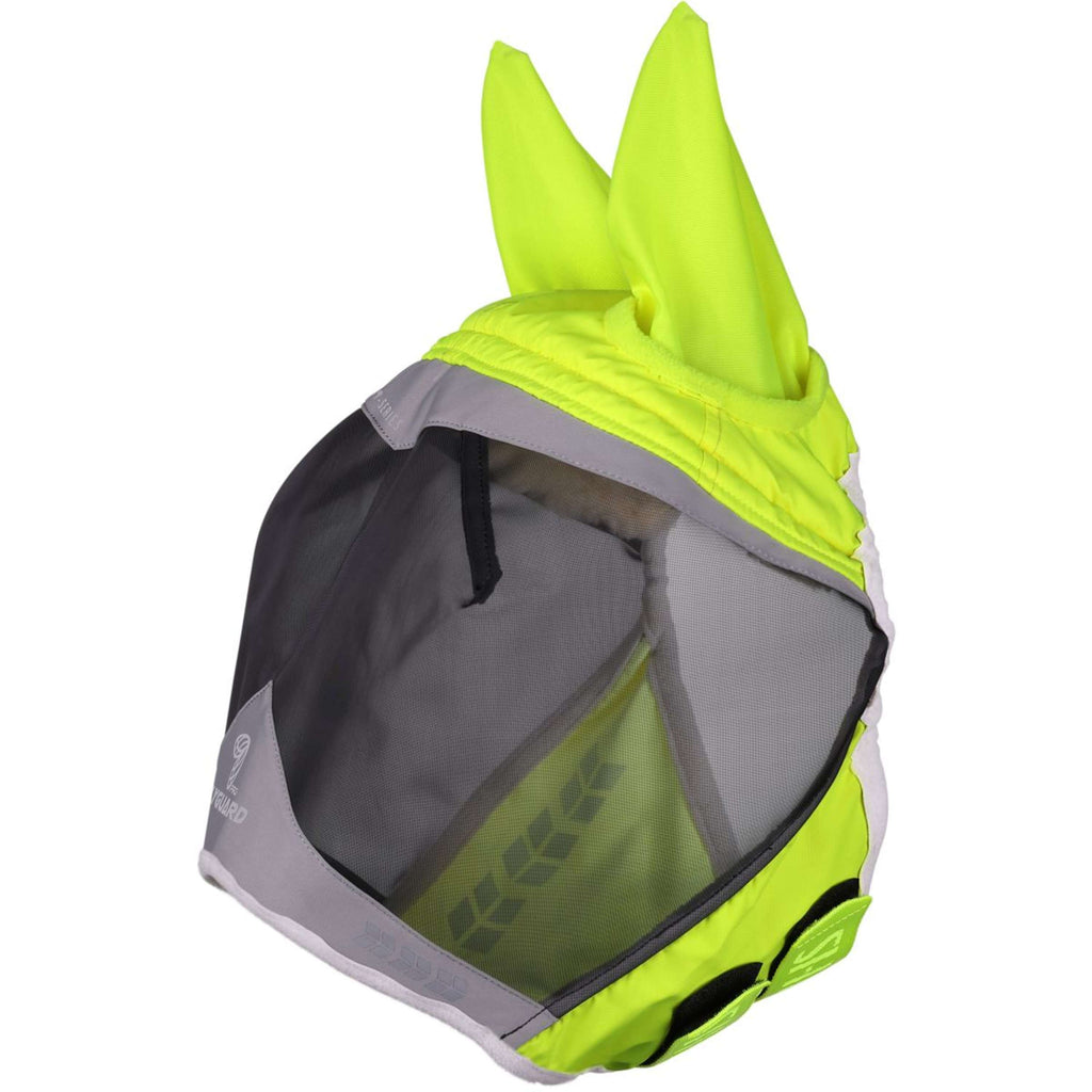 FlyGuard by Shires Maschera per Mosche Pro Hi-Viz Fine Mesh con Orecchie Giallo fluo