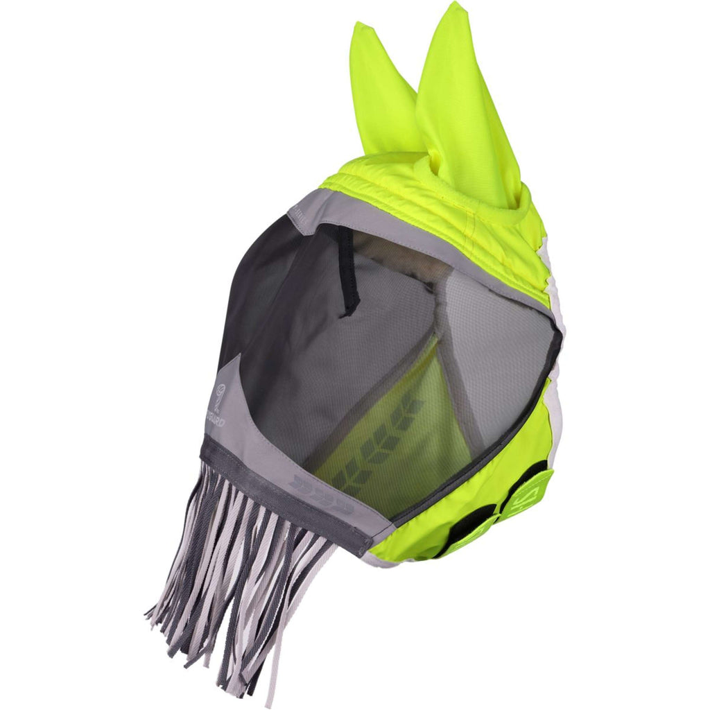 FlyGuard by Shires Maschera per Mosche Pro Hi-Viz Fine Mesh con Orecchie e Frange Giallo fluo